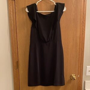 LOFT Black Ruffle Sleeve Mini Dress